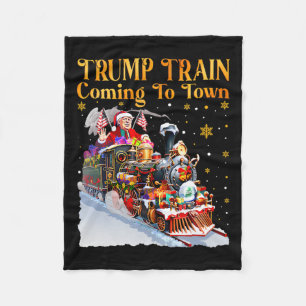 Trump Tåg som kommer till Town Funny jultomten C Fleecefilt