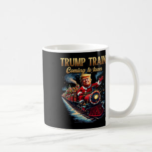 Trump Tåg som kommer till Town Funny jultomten C Kaffemugg