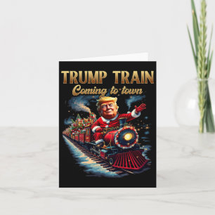 Trump Tåg som kommer till Town Funny jultomten C Kort