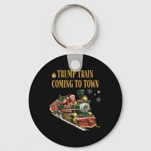 Trump Tåg som kommer till Town Funny jultomten C Nyckelring