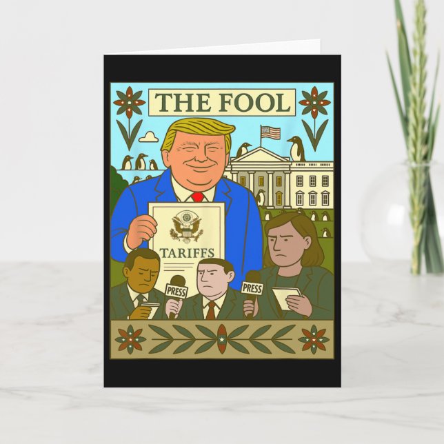 Trump Tarot Card The Fool Imposes Tariff On Pengui Kort (Framsida)