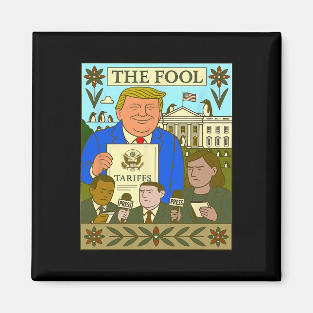 Trump Tarotkort Den Dume Påför Penguin Tullar Magnet (Framsidan)