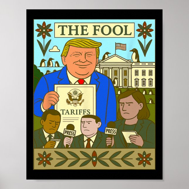 Trump Tarotkort Den Dummepeter inför Tariff På Pin Poster (Framsidan)