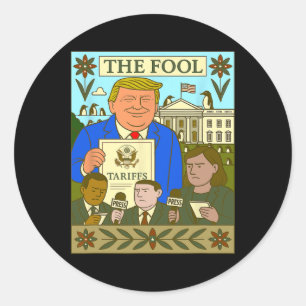 Trump Tarotkort Den dumskalle inför tull på pingvi Runt Klistermärke