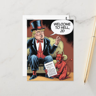 Trump Tecknad Välkommen till helvetets JD Vykort