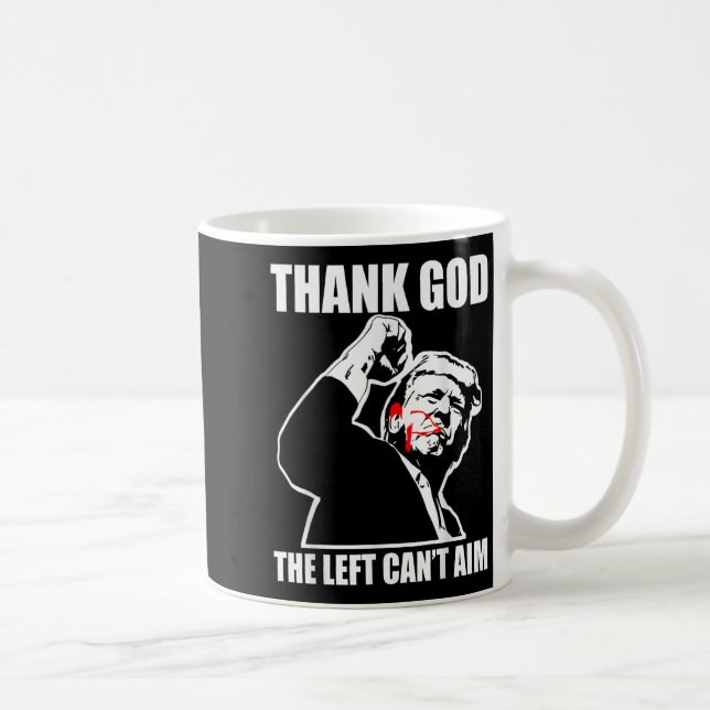 Trump Thank God The Left Can't Aim , Small, Black  Kaffemugg (Höger)