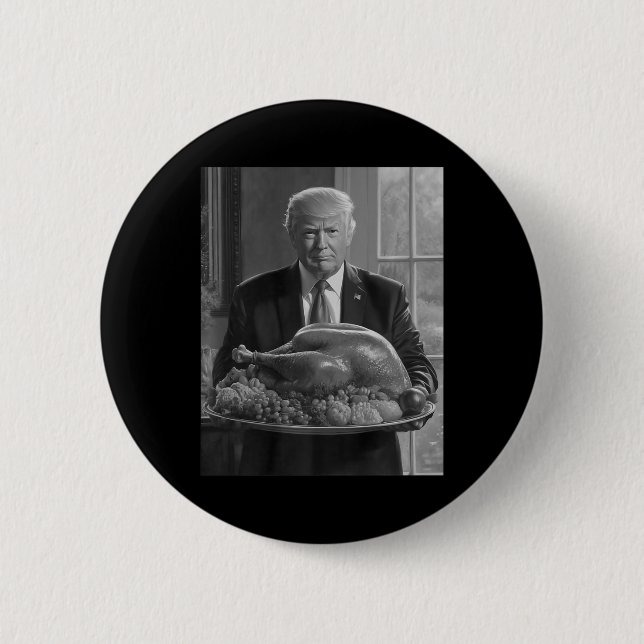 Trump Thanksgiving Turkey Funny Firande Knapp (Framsida)