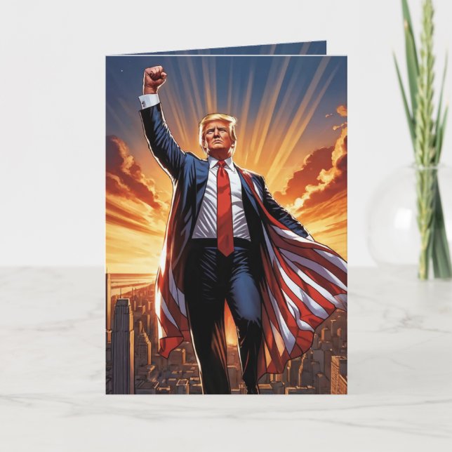 "Trump the American Superhjälte Greeting Card" Kort (Framsida)