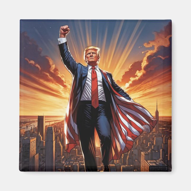 "Trump the American Superhjälte Magnet" Magnet (Framsidan)