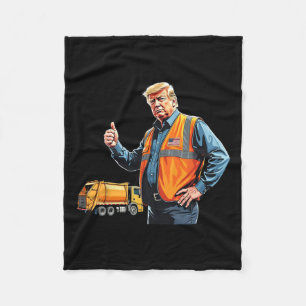 Trump Thumbs Up Garbyge Lastbil Worker American Fl Fleecefilt