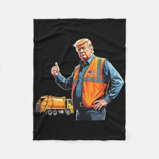 Trump Thumbs Up Garbyge Truck Worker American Flag Fleecefilt