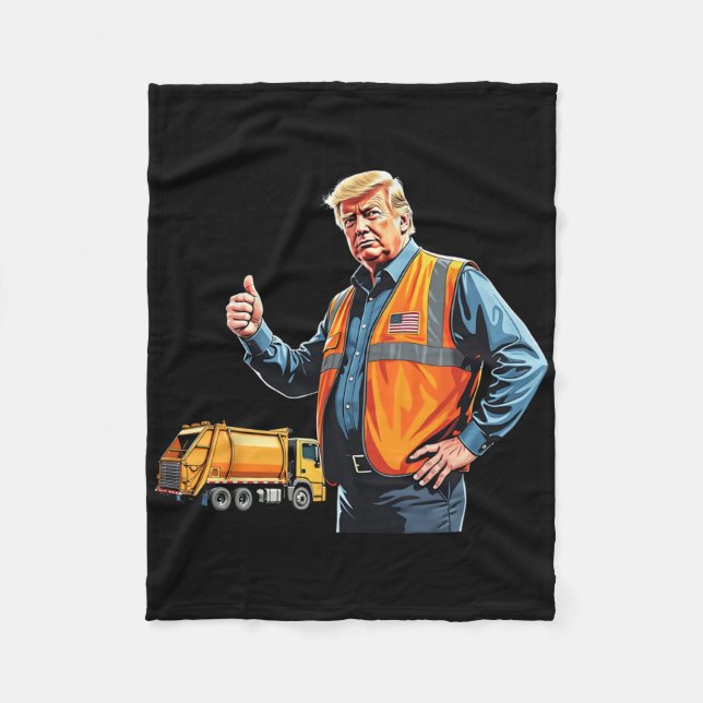 Trump Thumbs Up Garbyge Truck Worker American Flag Fleecefilt (Framsidan)