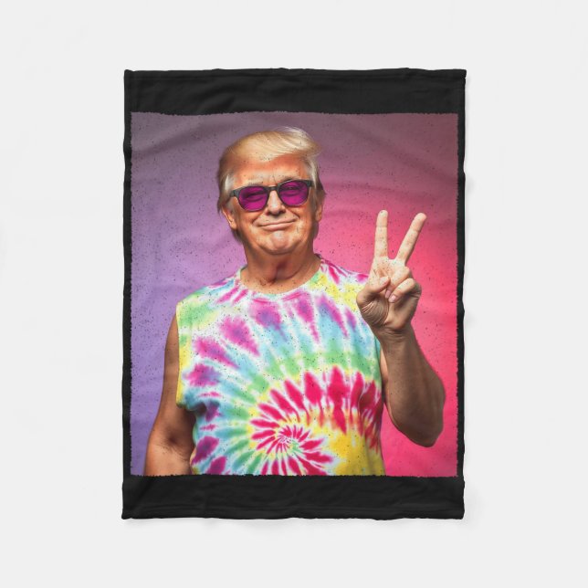 Trump Tie-dye Hippie Solglasögon – Roligt Fredssym Fleecefilt (Framsidan)
