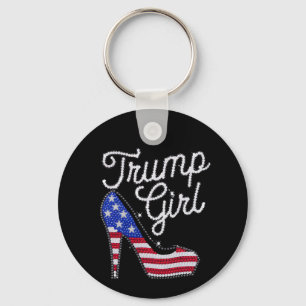 Trump Tjej Högt Klackad Amerikansk Flagga Bling Pa Nyckelring