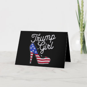 Trump Tjej Högt Klackad Amerikansk Flagga Bling Pa Tack Kort