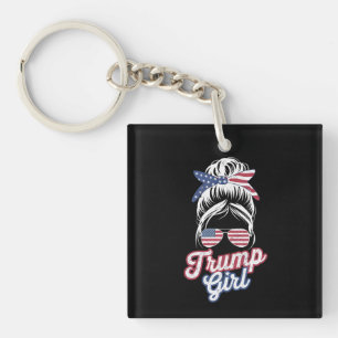 Trump Tjej Rufsigt Bunt Gammal USA Amerikansk Flag