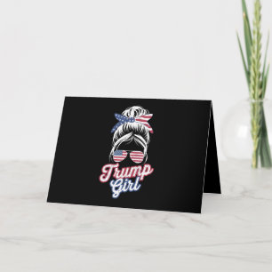 Trump Tjej Rufsigt Bunt Gammal USA Amerikansk Flag Tack Kort