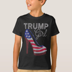 Trump Tjej Stilettklackar Högt Klack Amerikas Flag T Shirt