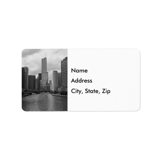 Trump Torn Chicago River Grayscale Adressetiketter (Framsidan)