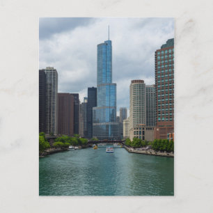 Trump Torn Chicago River Vykort