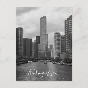 Trump Tower Chicago River Gråskala Tänker på dig Vykort