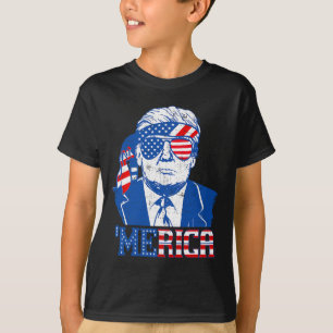 Trump Tröja Merica Trump Solglasögon Us Flagga 4:e