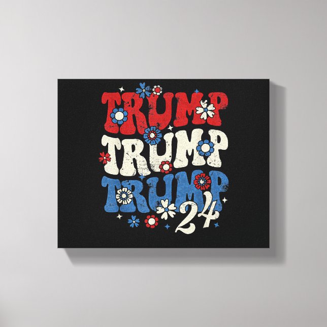 Trump Trump Trump 2024 Retro  Canvastryck (Framsida)