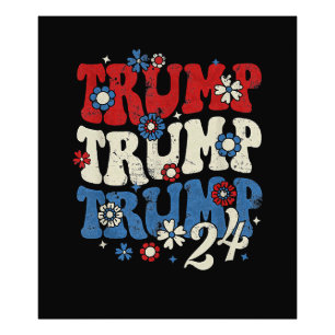 Trump Trump Trump 2024 Retro Fototryck
