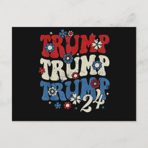 Trump Trump Trump 2024 Retro  Helg Vykort