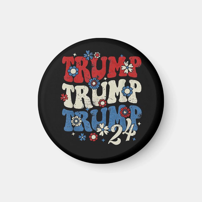 Trump Trump Trump 2024 Retro  Magnet (Framsidan)