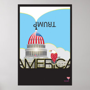TRUMP Trumpet & Huvudstad med TRUMPet & flagga log Poster