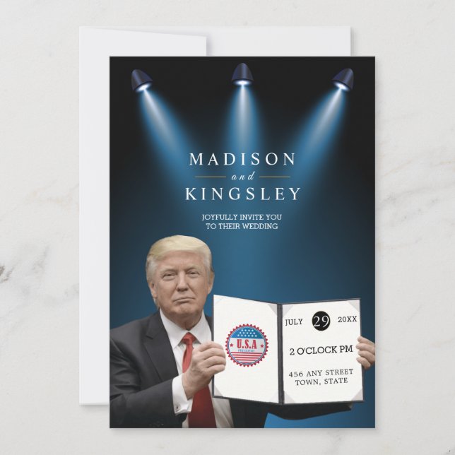 Trump Underbarare 💍 Patriot Bröllop Inbjudningar (Framsida)