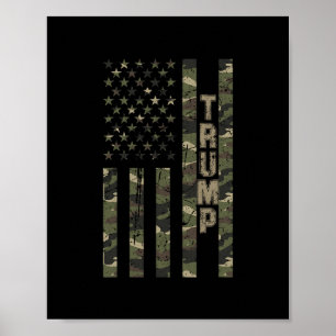 Trump USA Distressed Camo Med USA Flagga Poster