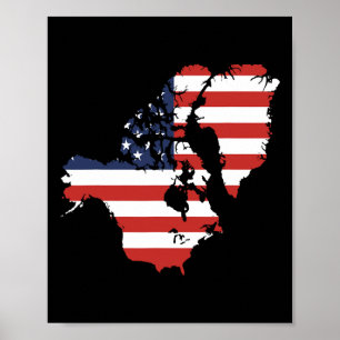 Trump USA och Kanada Grönland Karta Funny Poster