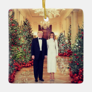 Trump USA President Vita huset jul metall Ornament