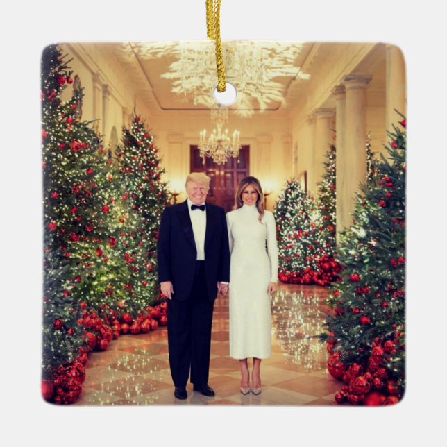 Trump USA:s president Vita Huset jul Metall Orn Julgransprydnad Keramik (Framsida)