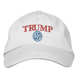 TRUMP USA WHITE BASEBALL CAP BRODERAD KEPS