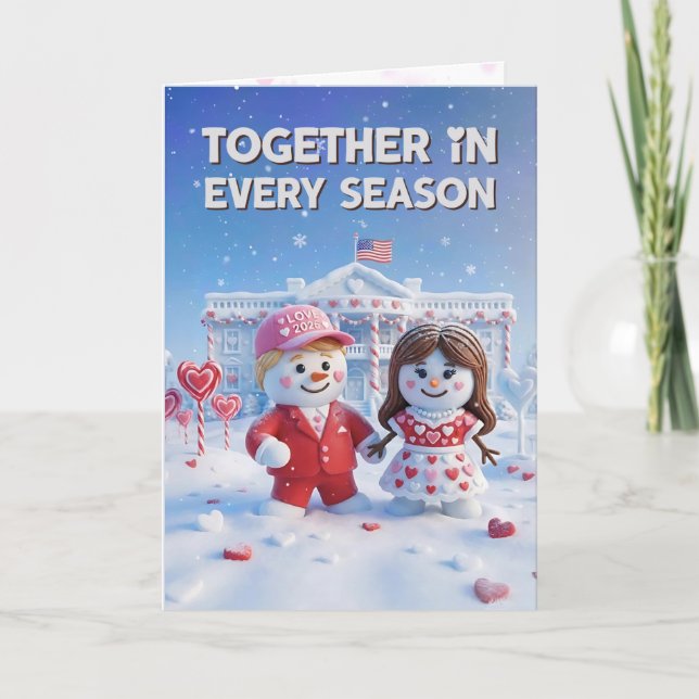 Trump Valentine's Day Card | Snowman Trump USA 250 Kort (Framsida)