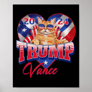 Trump Vance 2024 Cat Heart USA:s politiska preside Poster