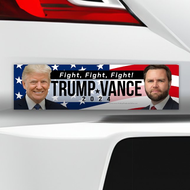 Trump Vance 2024 Fight Fight Quote Photo Bildekal (Trump Vance Fight Fight Fight 2024 bumper sticker)