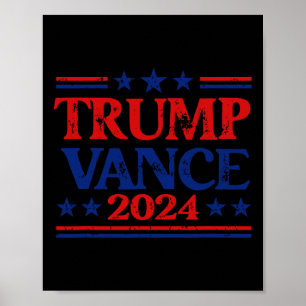 Trump Vance 2024 Flagga Patriotic Usa Stars Rand Poster