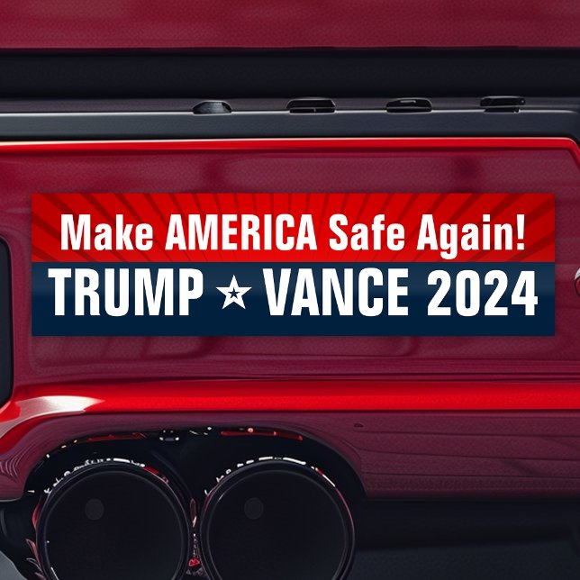 Trump Vance 2024 Gör Amerika SÄKERT igen Bildekal (trump vance bumper sticker make america safe again)