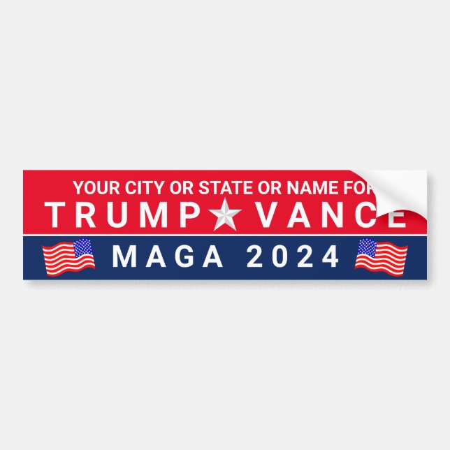 Trump Vance 2024 MAGA Red Blue-Personlig Bildekal (Framsidan)