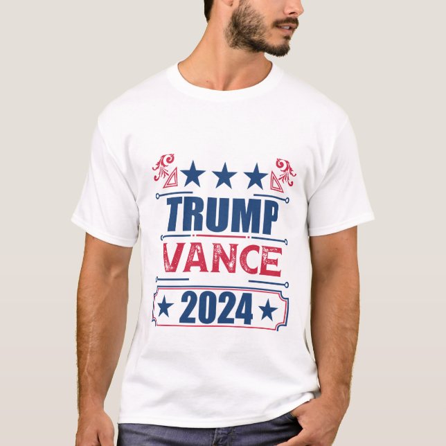 Trump Vance 2024 Manar Basic T Shirt (Framsida)