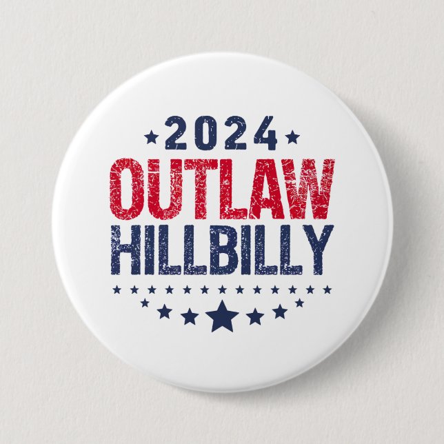 Trump Vance 2024 Outlaw Hillbilly US Flagga Knapp (Framsida)