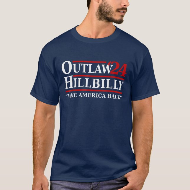 Trump Vance 2024 Outlaw Hillbilly USA flagga Vinta T Shirt (Framsida)
