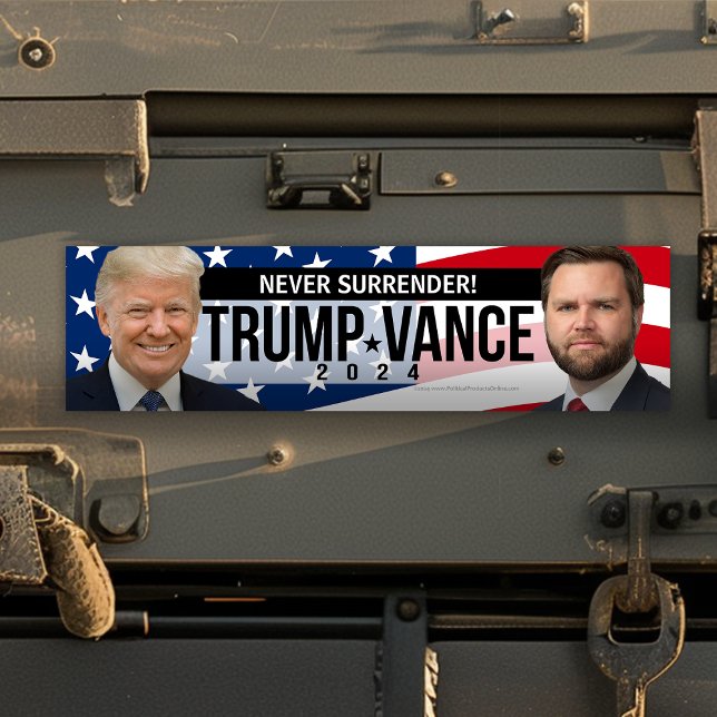 Trump Vance 2024 - överge aldrig offertfoto Bildekal (trump vance bumper sticker never surrender )