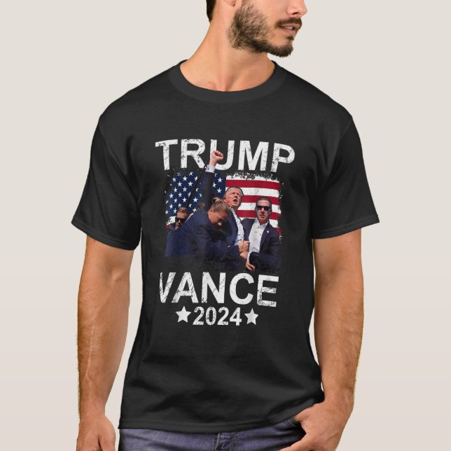 Trump Vance 2024 President Trump-supportrar T Shirt (Framsida)