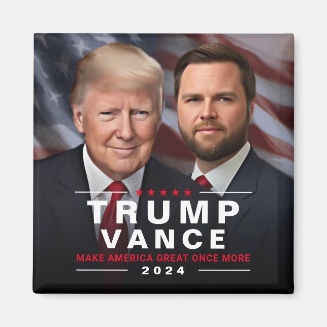 Trump Vance 2024 President VP Kampanj Magnet (Framsidan)
