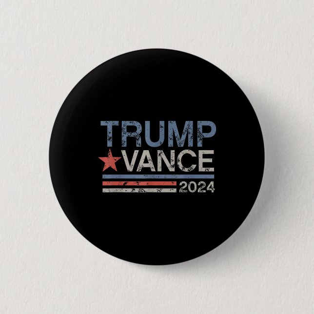 Trump Vance 2024 Retro Rand Trump Jd Vance Knapp (Framsida)